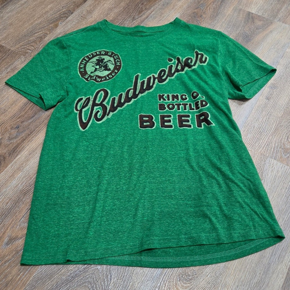 Lancaster Budweiser King of Bottled Beer Green Heather Graphic T-Shirt Mens L